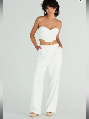 NWT Windsor Trendy Treasure Linen Wide-Leg
Pants Ivory Sz M